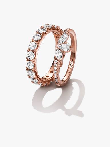Sparkling Herbarium Rose Ring Set
