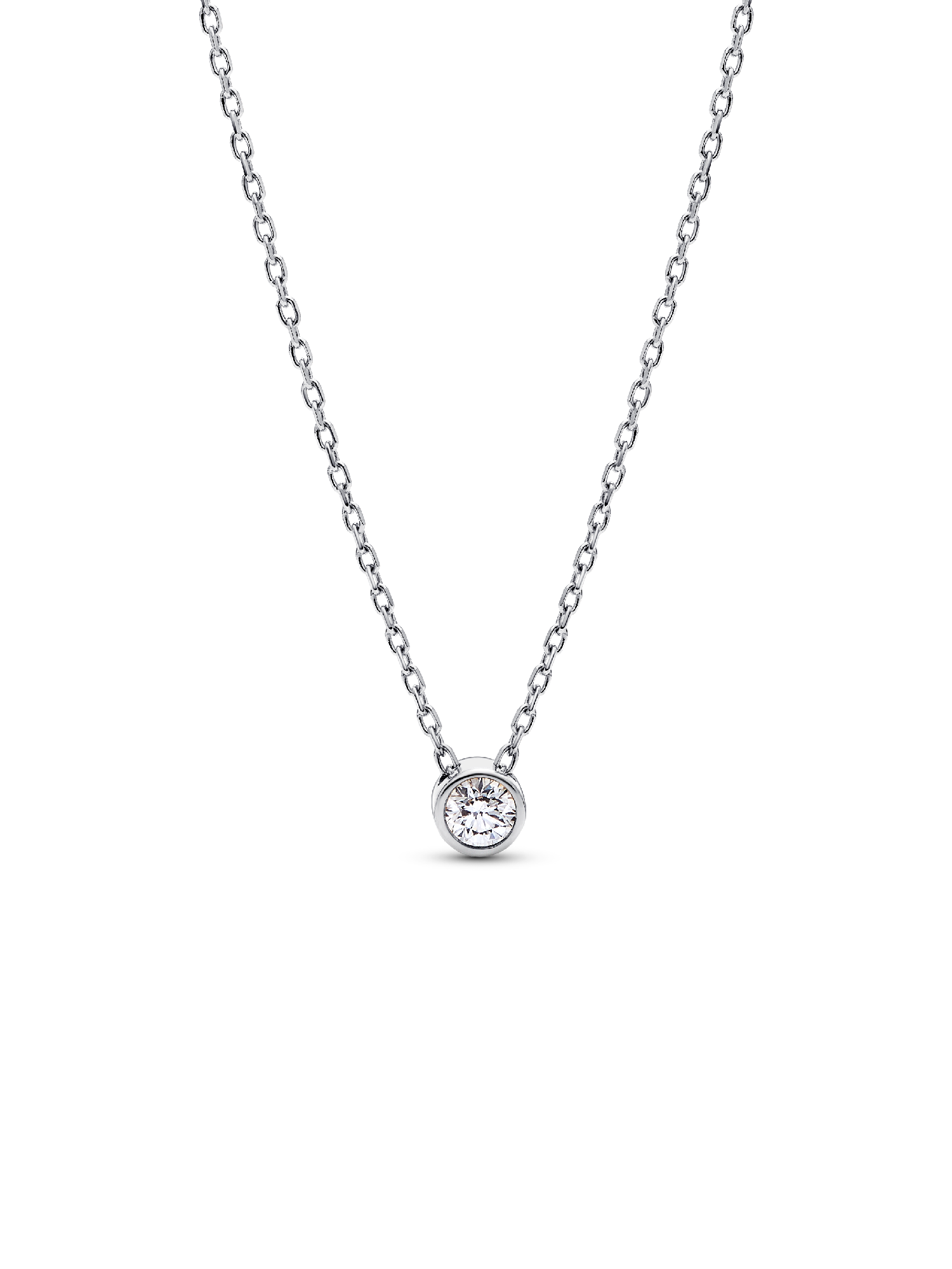 Pandora Era Bezel Sterling Silver Lab-grown Diamond Pendant Necklace