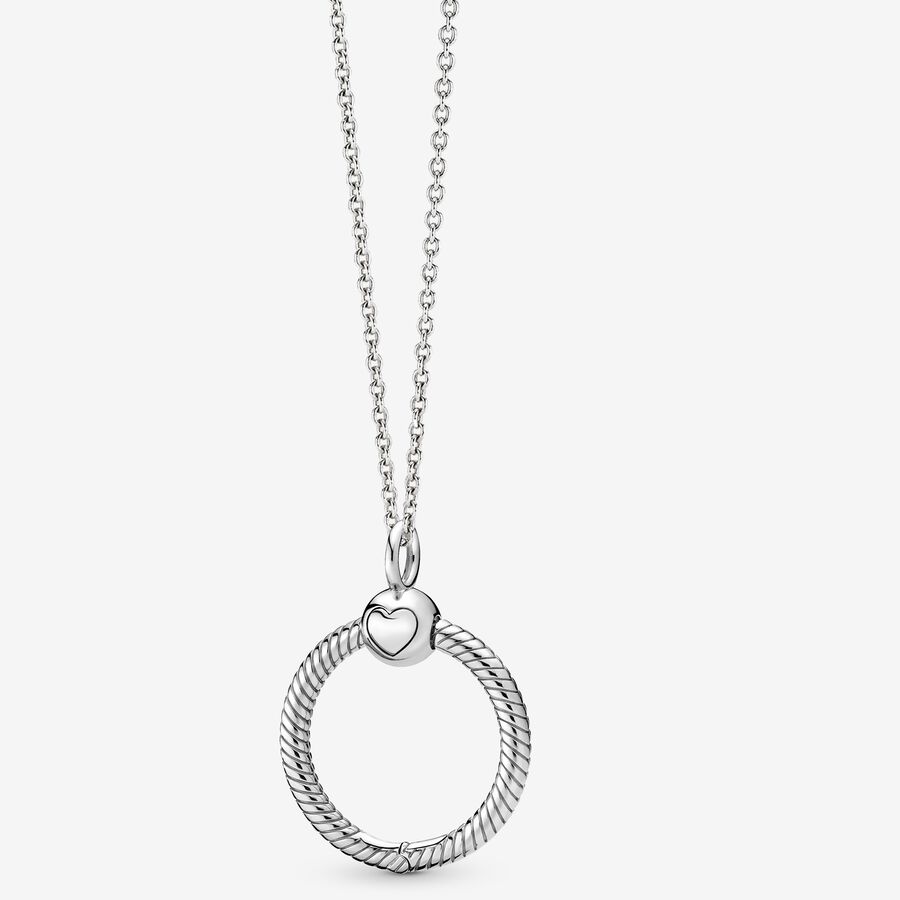 Pandora Moments Small O Pendant Necklace with long Cable Chain Necklace image number 0