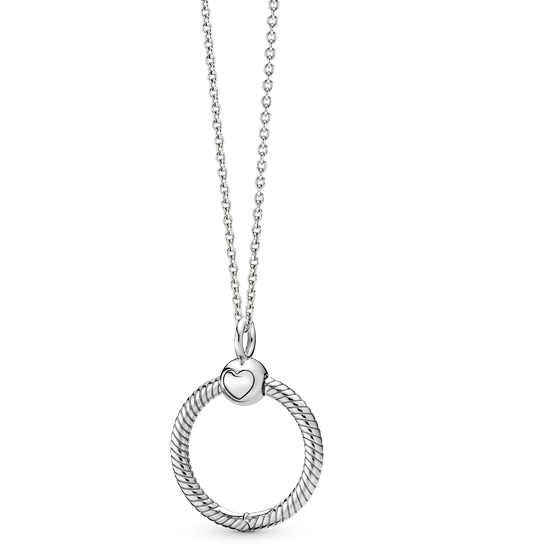 Pandora Moments Small O Pendant Necklace with long Cable Chain Necklace
