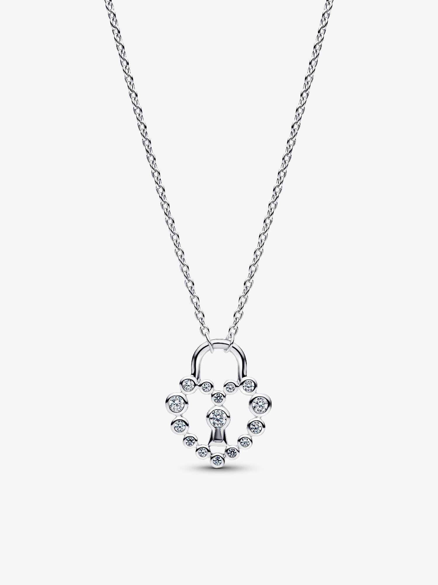 Sparkling Heart Padlock Pendant Necklace