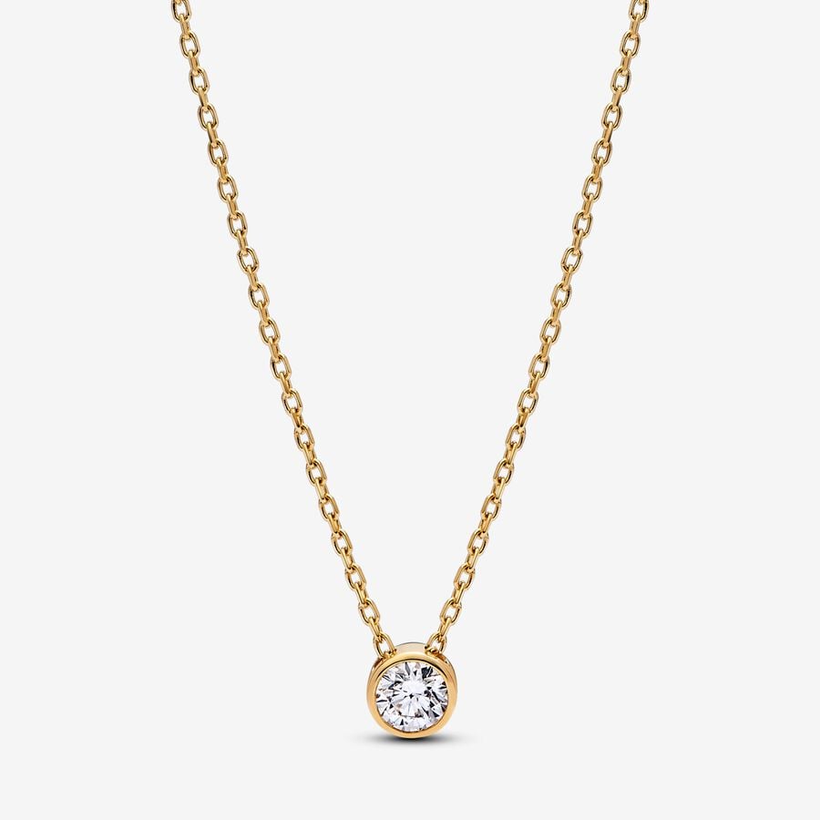 Pandora Era Bezel 14k Gold Lab-grown Diamond Pendant Necklace image number 0