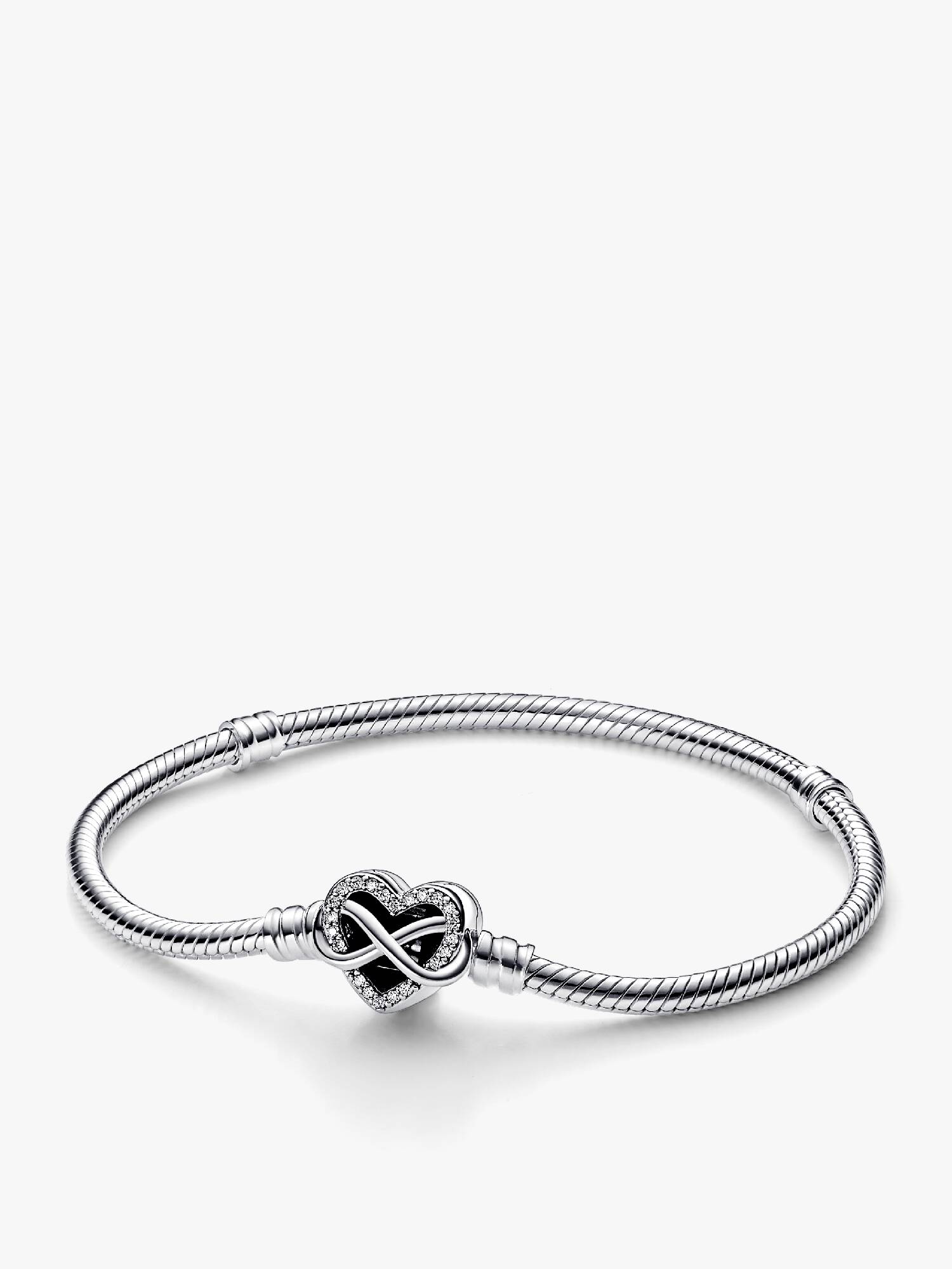 Sparkling Infinity Heart Clasp Snake Chain Bracelet