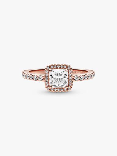 Square Sparkle Halo Ring