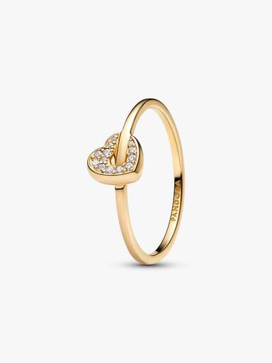Pandora Talisman 14k Gold Lab-grown Diamond Pavé Heart Ring