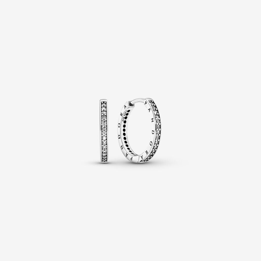 Sparkle & Pandora Logo Hoop Earrings image number 0