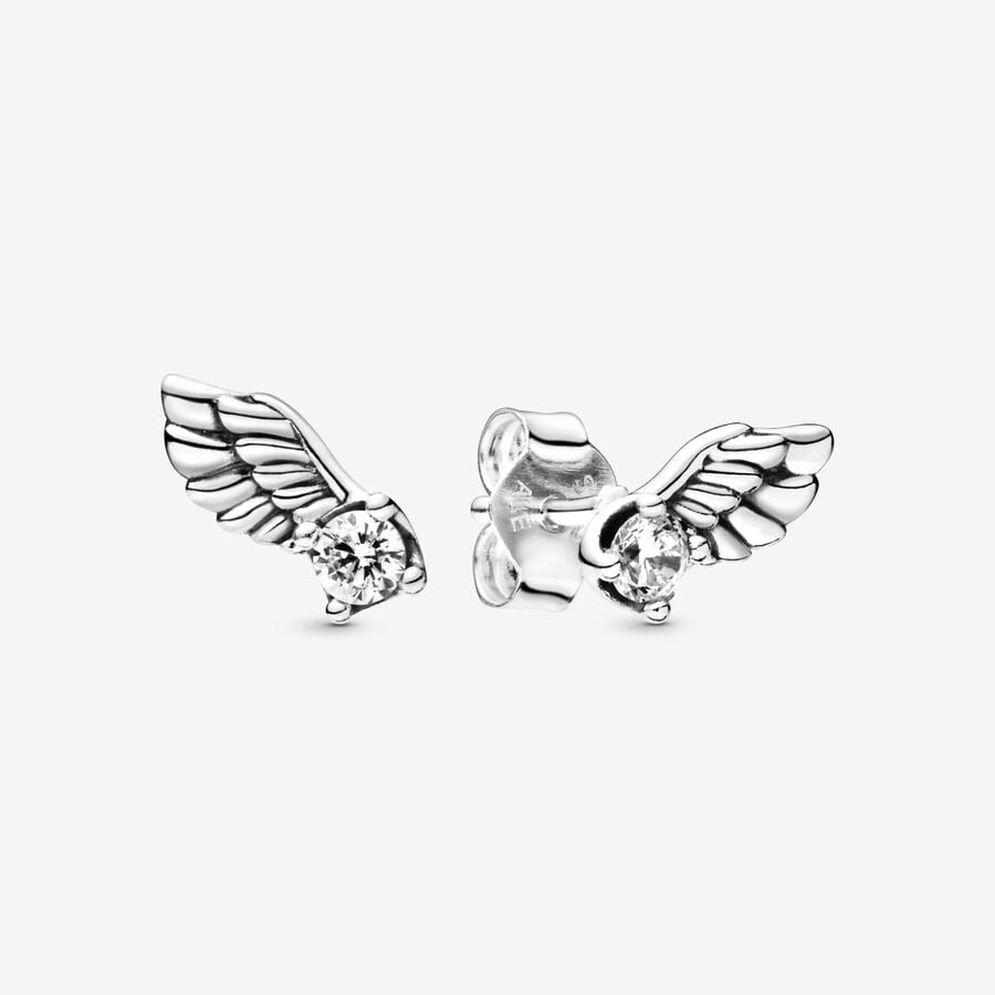 Sparkling Angel Wing Stud Earrings image number 0
