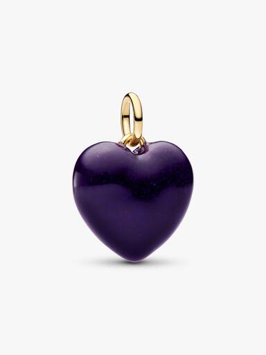 Purple Puffy Heart Dangle Charm