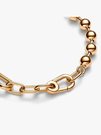 Metal Bead & Link Chain Bracelet