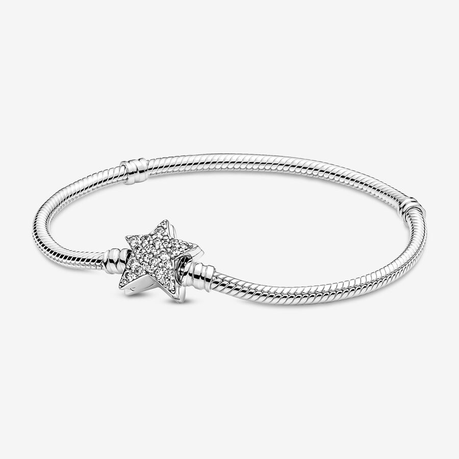 Pandora Moments Asymmetric Star Clasp Snake Chain Bracelet image number 0