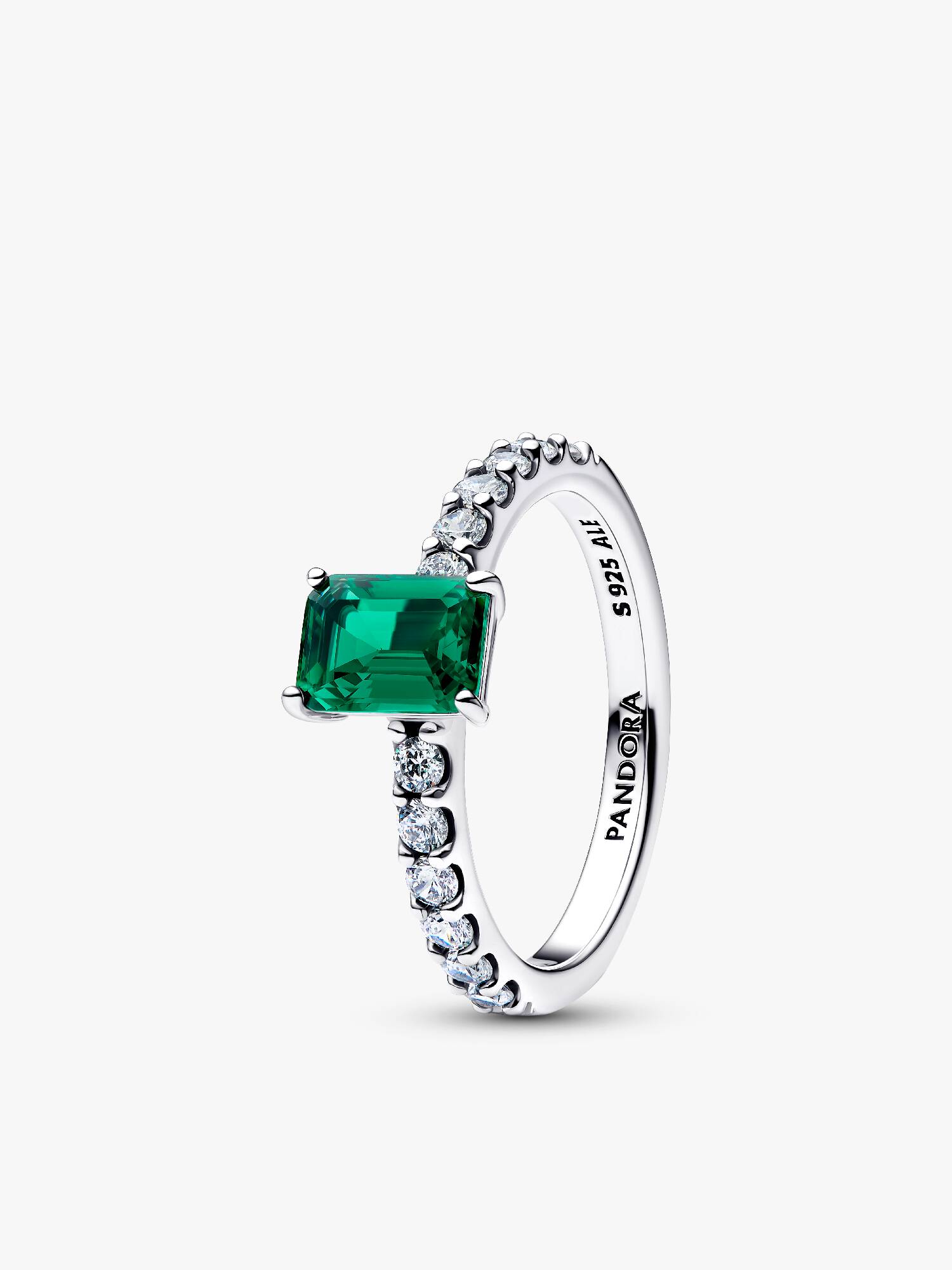 Rectangular Sparkling Green Halo Ring