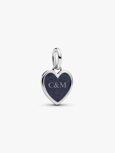 Engravable Blue Heart Dangle Charm