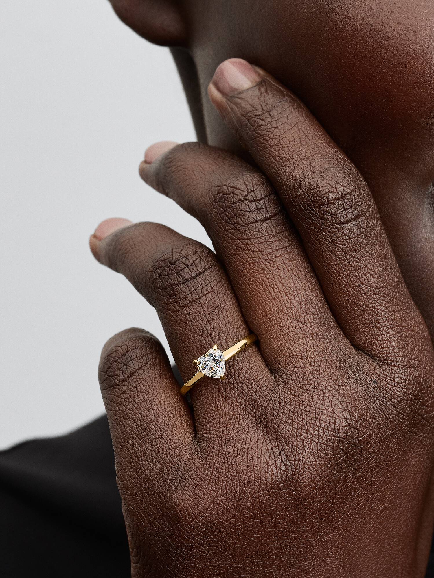 Sparkling Clear Heart Solitaire Ring