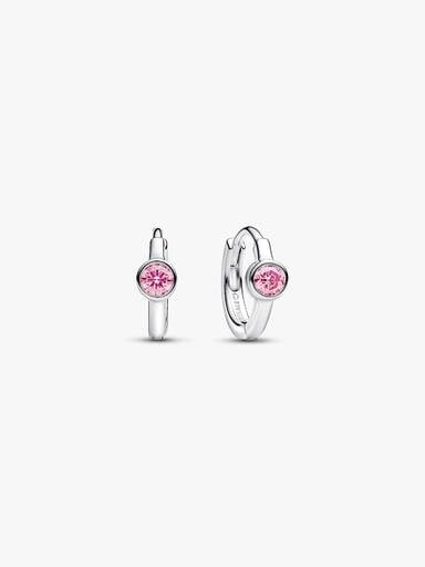 Pandora Era Bezel Sterling Silver Pink Lab-grown Diamond Huggie Earrings