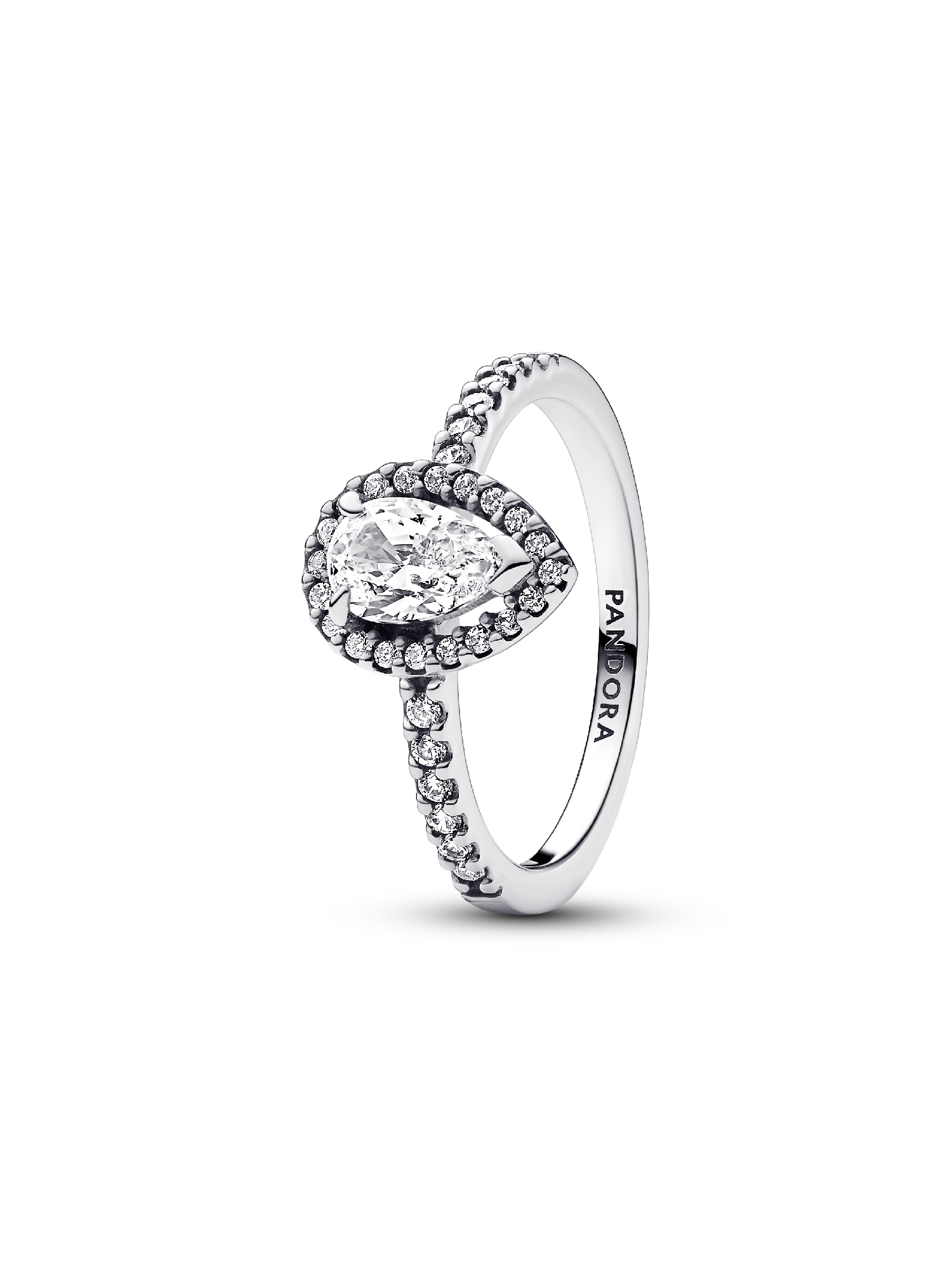 Sparkling Pear Halo Ring