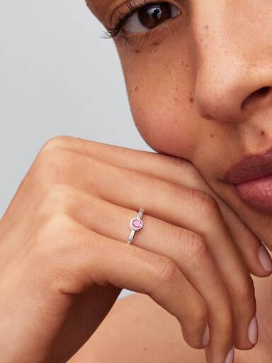 Pandora Era Bezel Sterling Silver Pink Lab-grown Diamond Ring