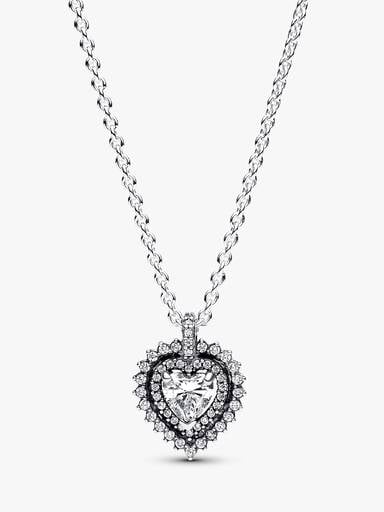 Sparkling Heart Halo Pendant Necklace