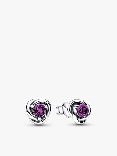February Birthstone Eternity Circle O Pendant and Earrings Set