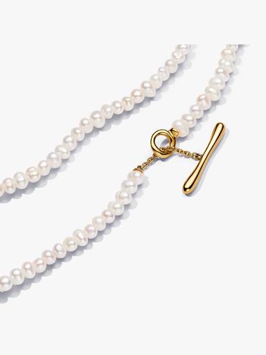 Treated Freshwater Cultured Pearls T-bar Collier Necklace