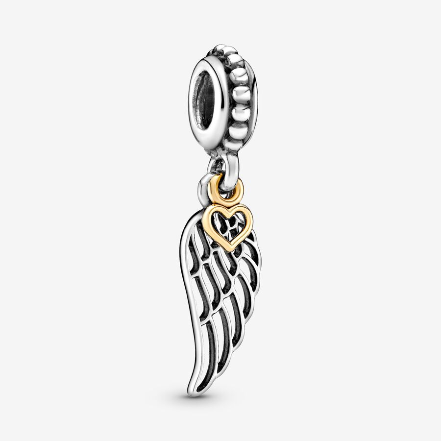 Angel Wing & Heart Dangle Charm image number 0