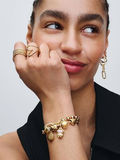 Metal Bead & Link Chain Bracelet