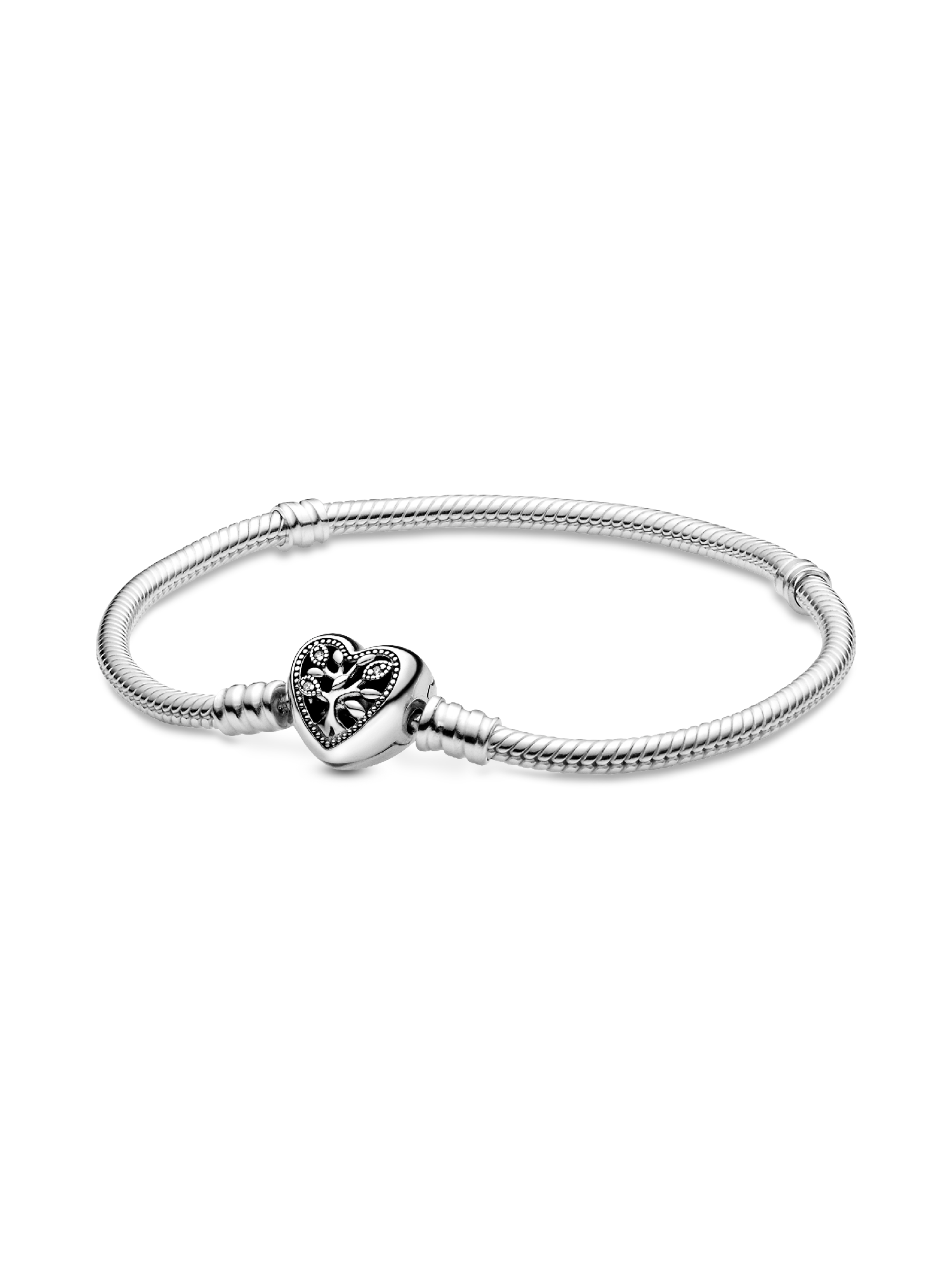 Family Tree Heart Clasp Snake Chain Bracelet | Sterling silver