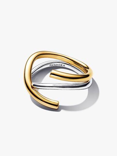 Organically Shaped Two-tone Double Ring