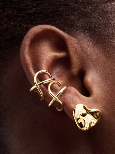 Organically-shaped Heart Stud Earrings