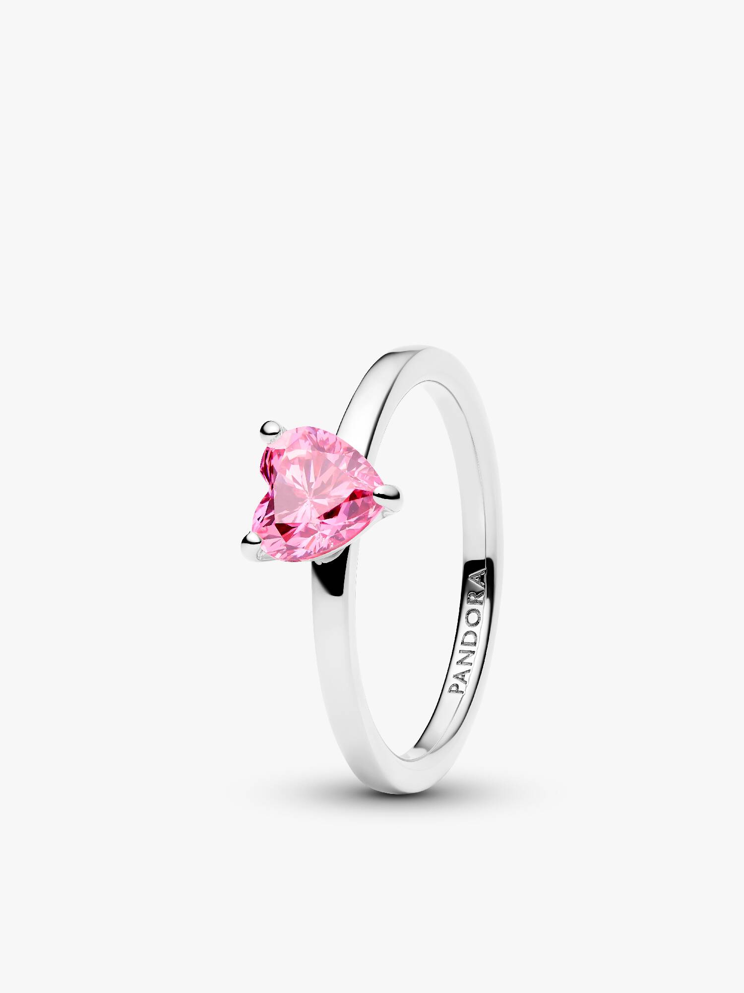 Sparkling Pink Heart Solitaire Ring