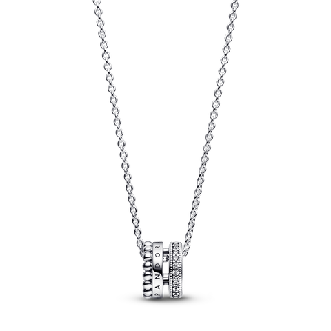 Pandora Signature Logo Pavé & Beads Pendant & Necklace
