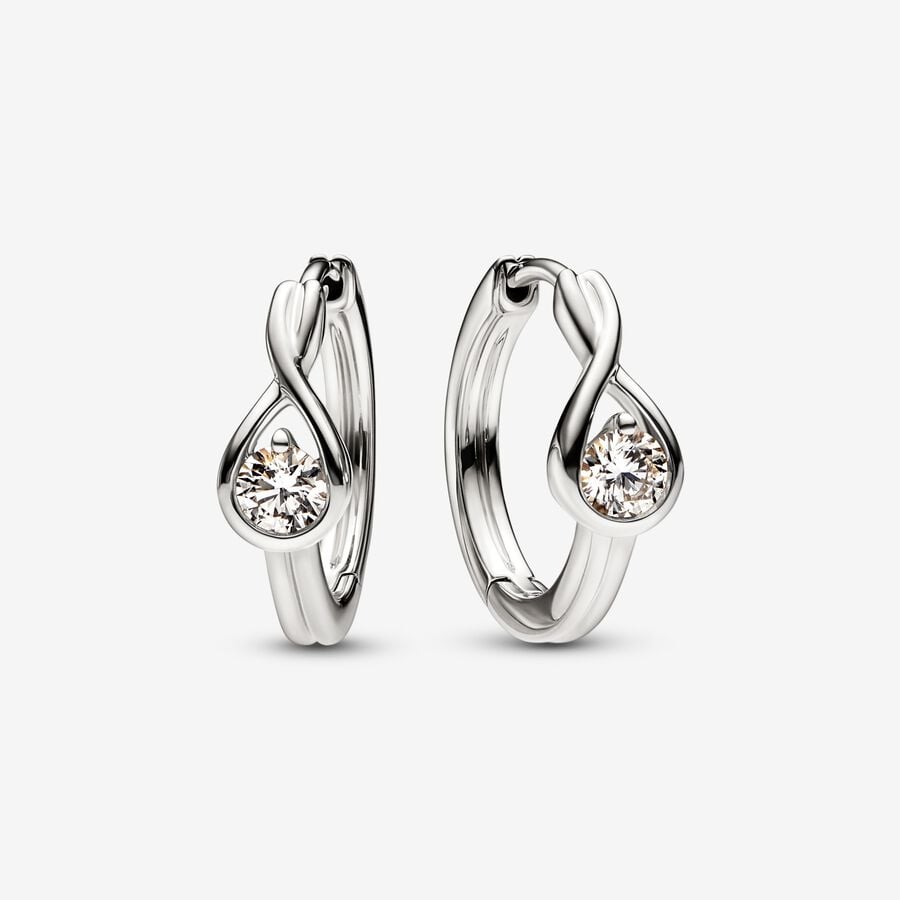 Pandora Infinite 14k White Gold Lab-grown Diamond Hoop Earrings image number 0