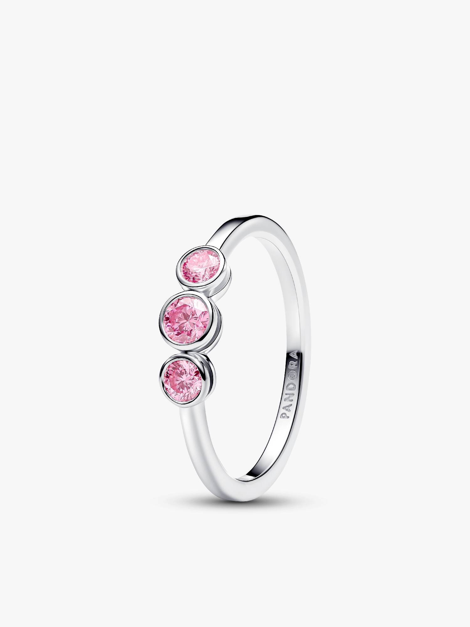 Pandora Era Bezel Sterling Silver Pink Lab-Grown Diamond Triple Stone Ring