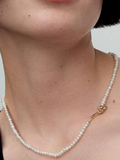 Treated Freshwater Cultured Pearls T-bar Collier Necklace