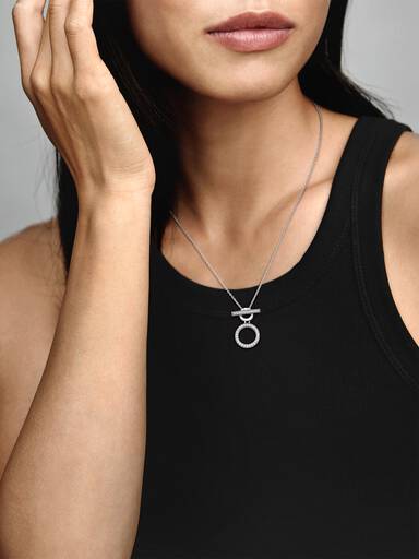 Double Hoop T-bar Necklace