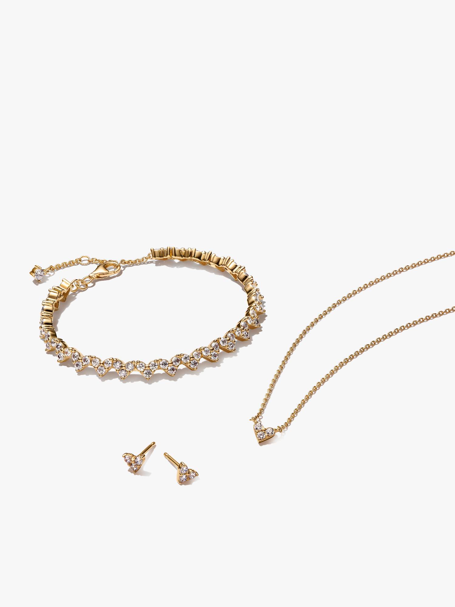 Triple Stone Heart Jewellery Set     