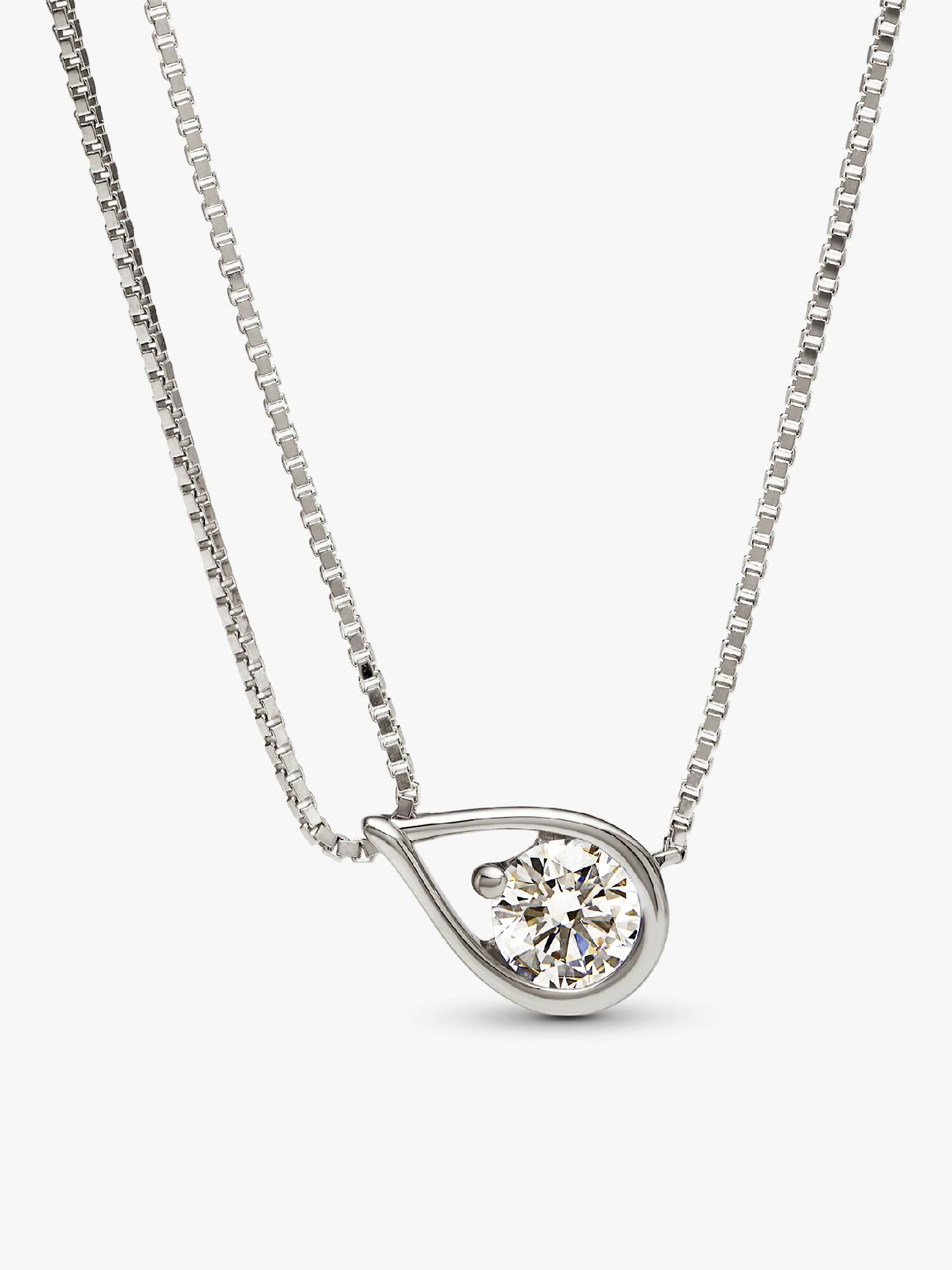 Pandora Infinite 14k White Gold Lab-grown Diamond Double Chain Collier Necklace