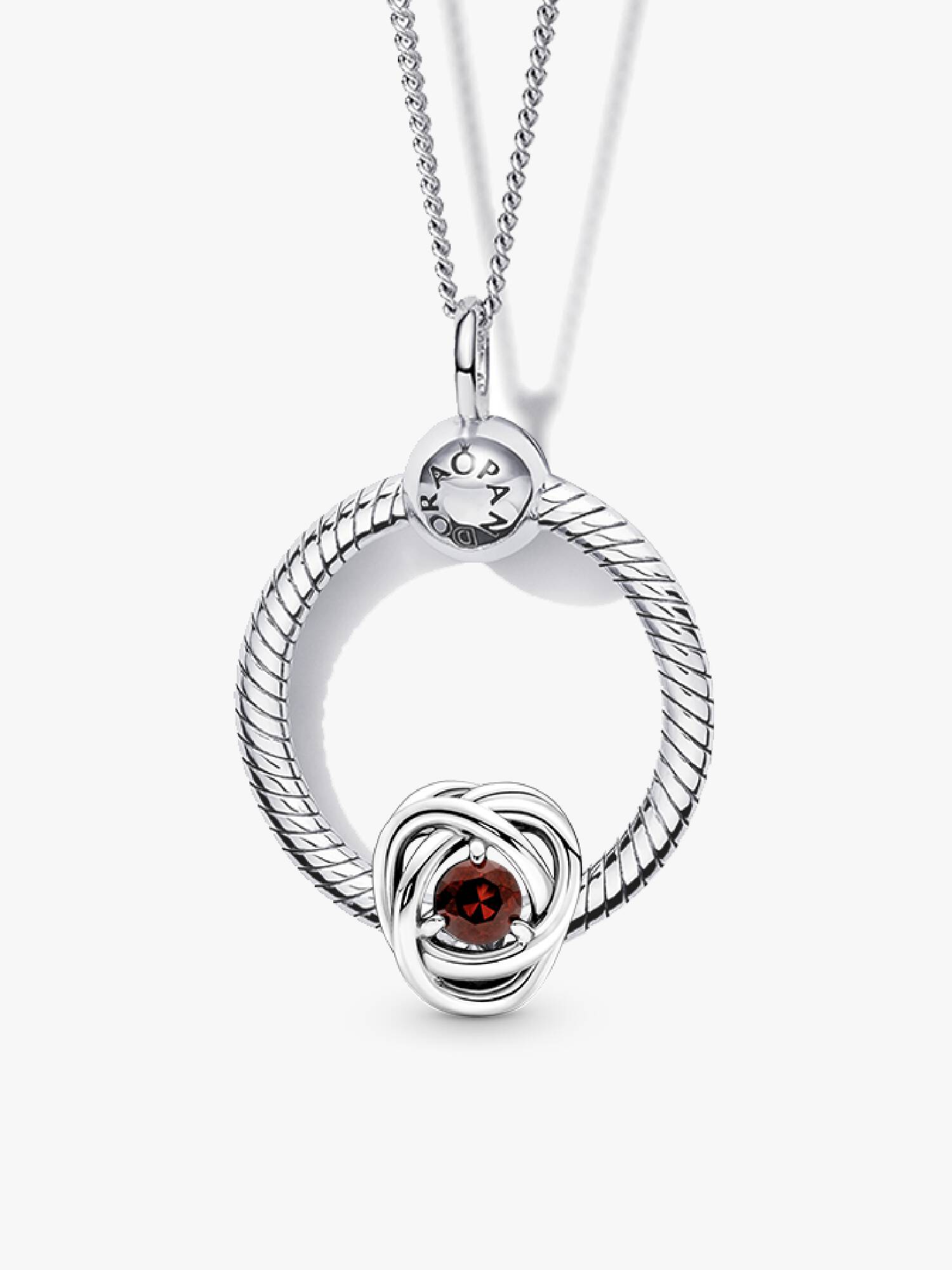 January Birthstone Eternity Circle O Pendant Set