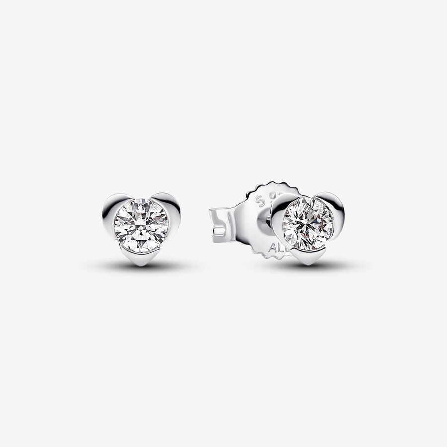 Pandora Talisman Sterling Silver Lab-grown Diamond Heart Earrings image number 0