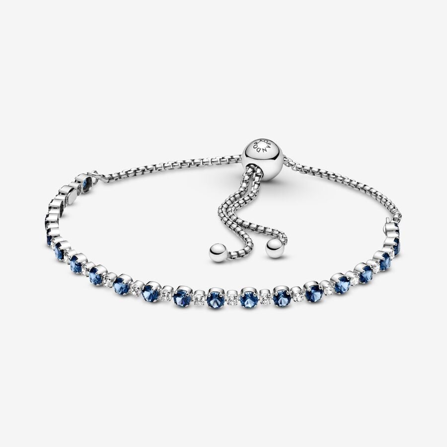 Blue and Clear Sparkle Slider Bracelet image number 0