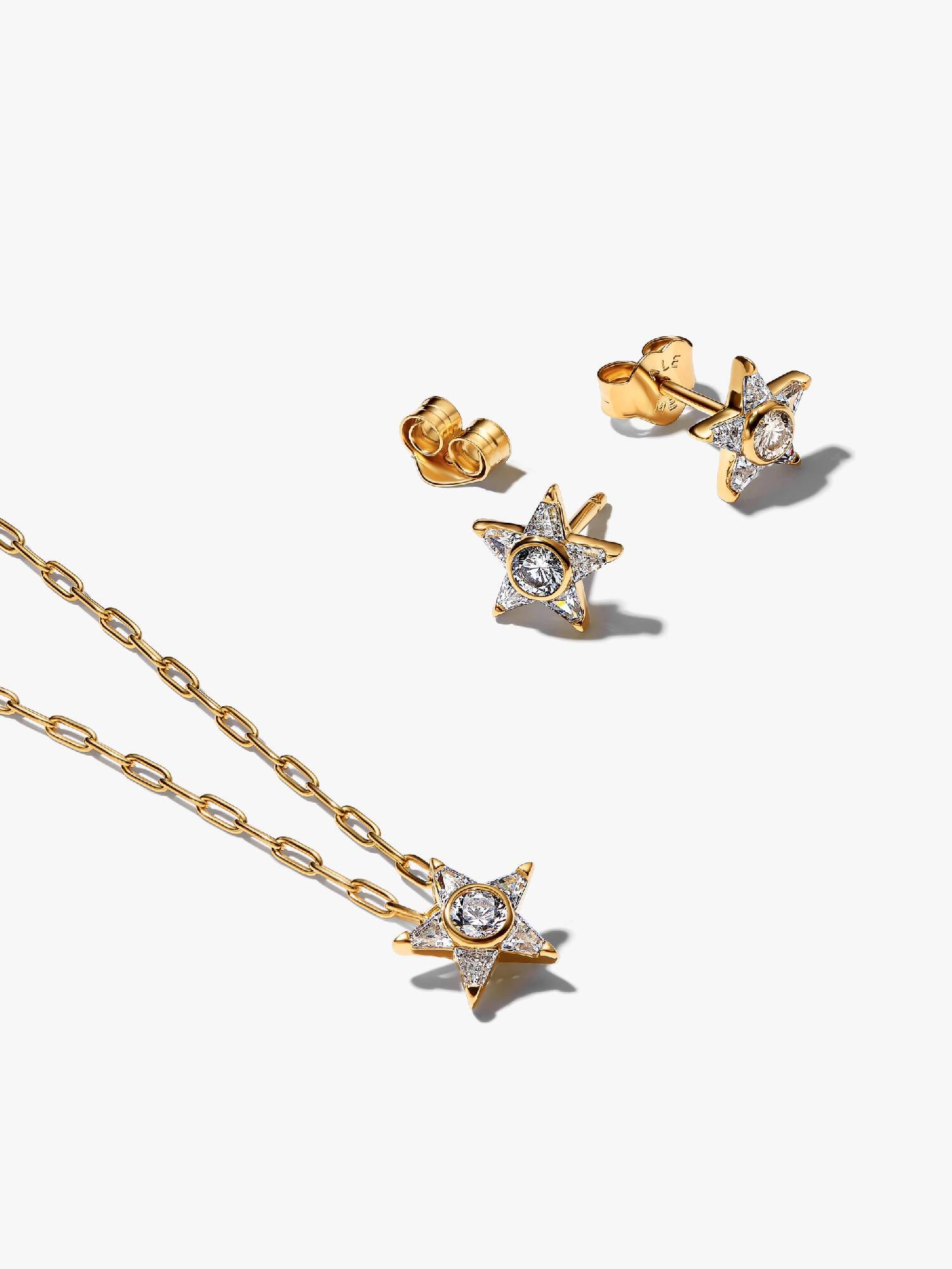 Gold-Plated Sparkling Stella Necklace & Earrings Gift Set