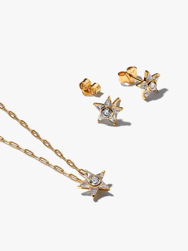 Gold-Plated Sparkling Stella Necklace & Earrings Gift Set