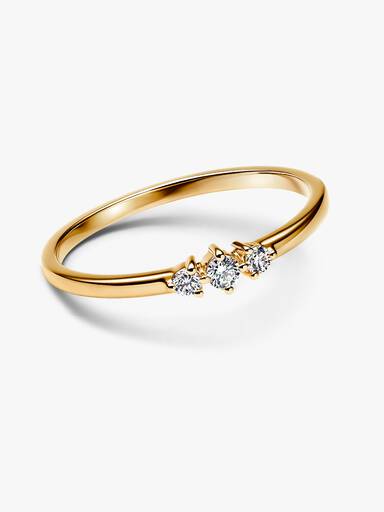 Pandora Era 14k Gold Lab-grown Diamond Triple Stone Ring