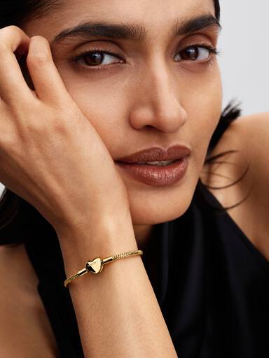 Heart Clasp Faceted Snake Chain Bracelet