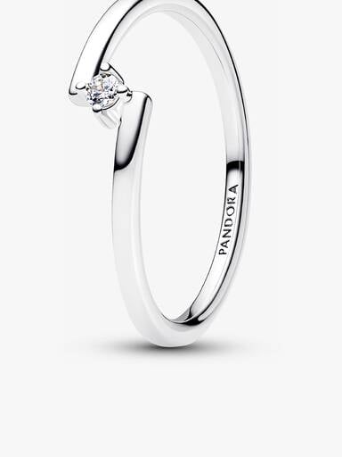 Silver Split Pavé Stackable Ring Set