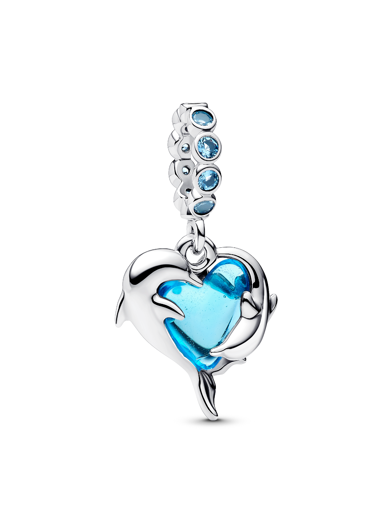 Blue Murano Glass Dolphins Dangle Charm