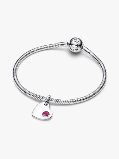 July Heart True Red Stone Dangle Charm