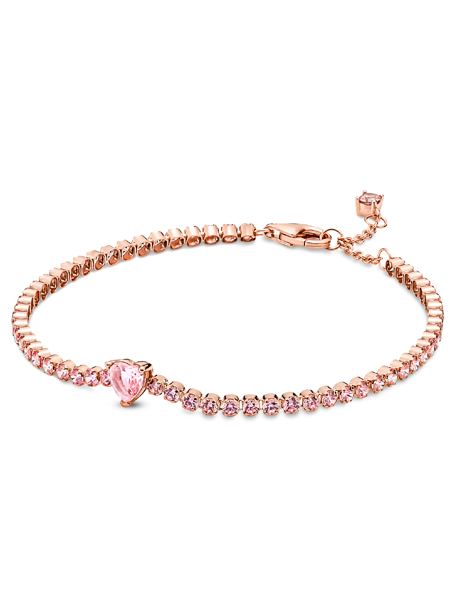 Sparkling Heart Tennis Bracelet | Rose gold plated | Pandora UK