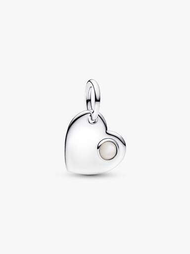 June Heart White Stone Dangle Charm