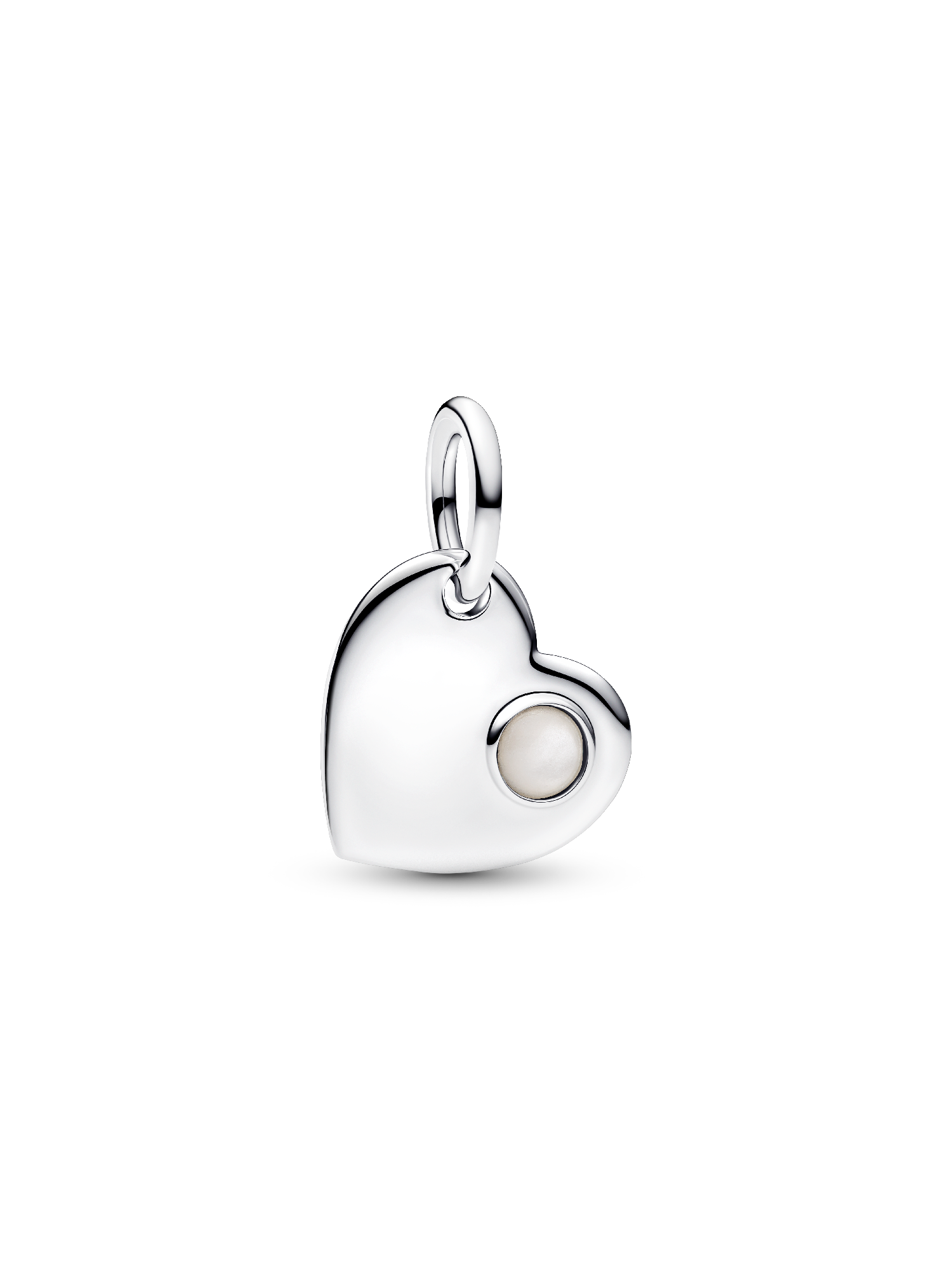 June Heart White Stone Dangle Charm