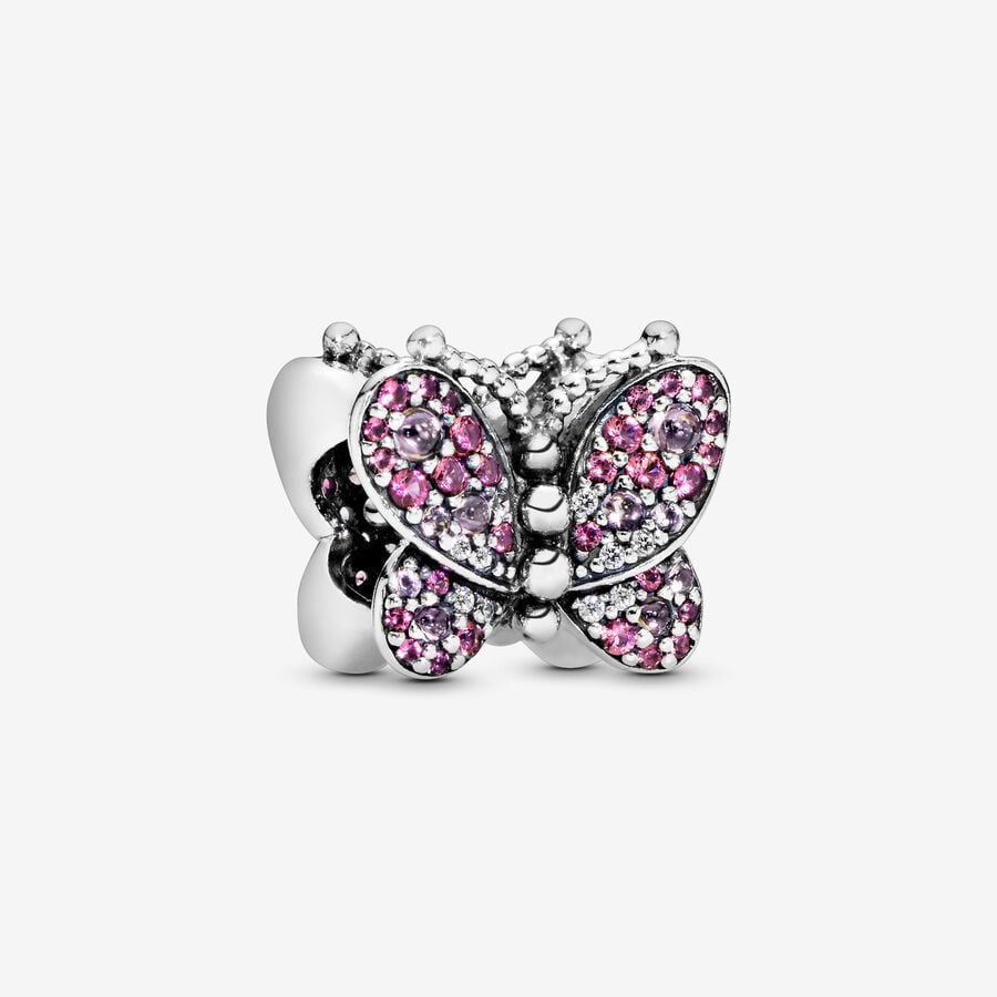 Pink Pavé Butterfly Charm image number 0